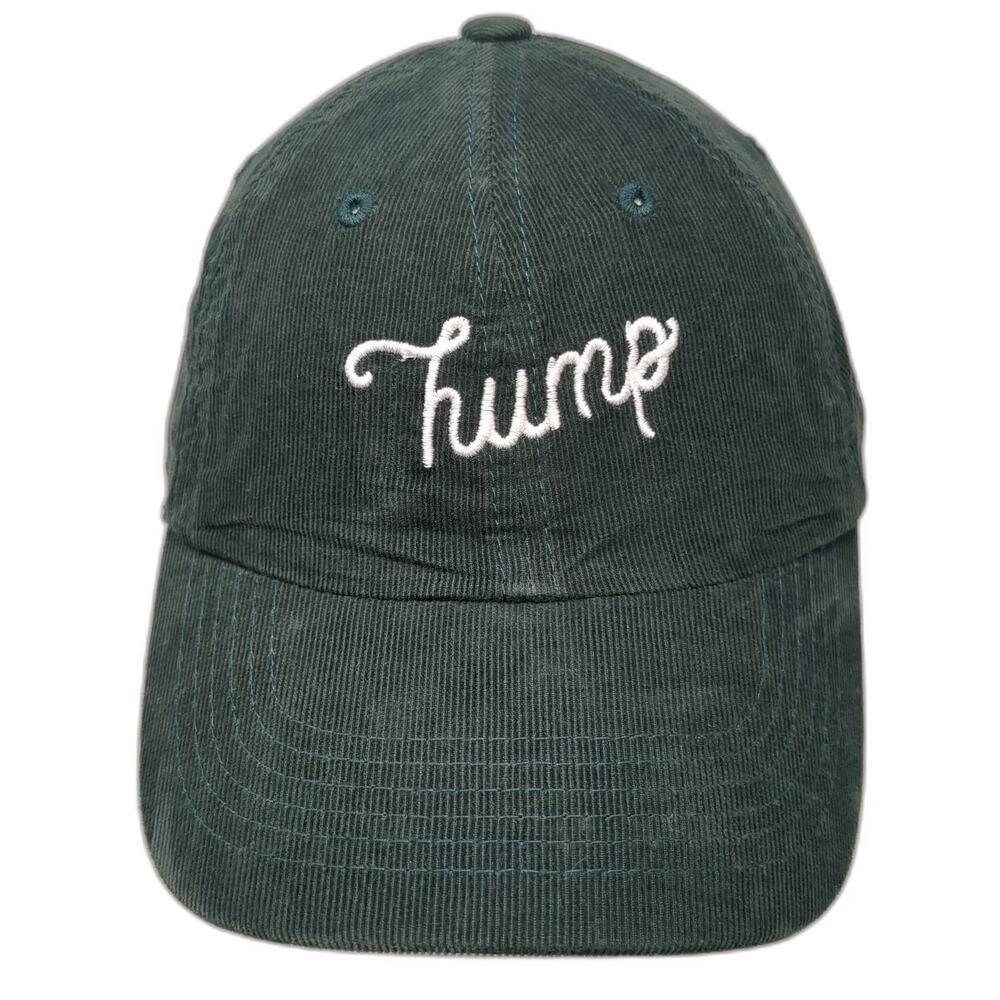 Top of the World Baseball Cap Green One Size Corduroy Slideback Hump Script Hat